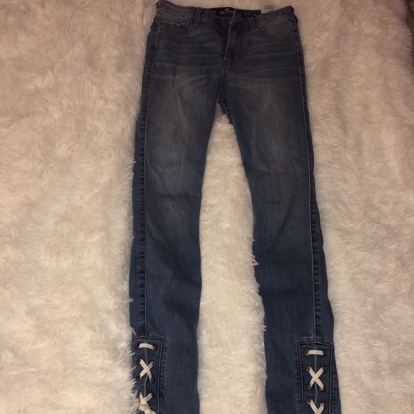 Hollister Skinny Jeans 23 Lace Up Detail - Picture 2 of 6
